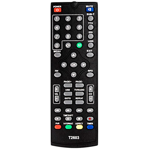 DVB-T2 Remote Control Compatible with Sky Vision T2603