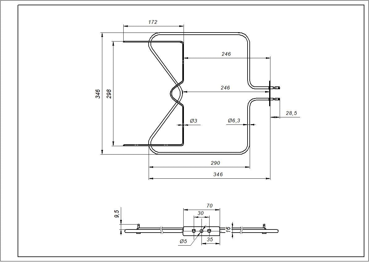 Oven Heater Element 1150W Compatible with Whirlpool 481010375734