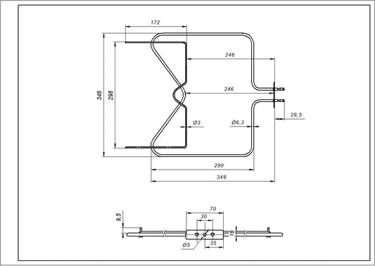 Oven Heater Element 1150W Compatible with Whirlpool 481010375734