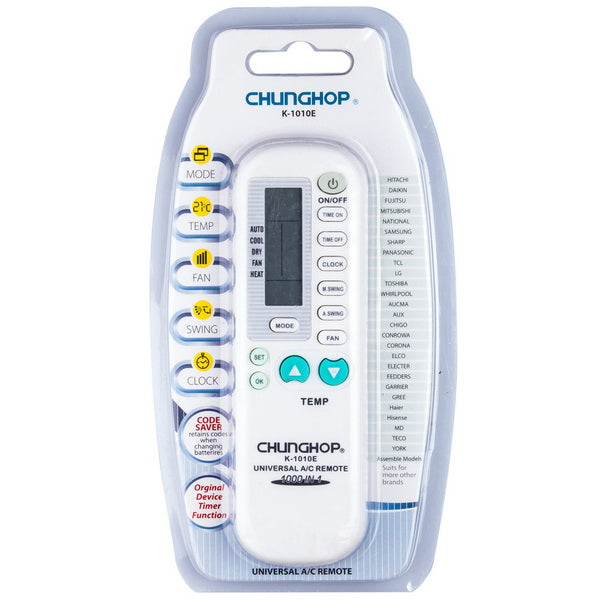 Chunghop Universal Air Conditioner Remote Control K-1010E (1000 codes)
