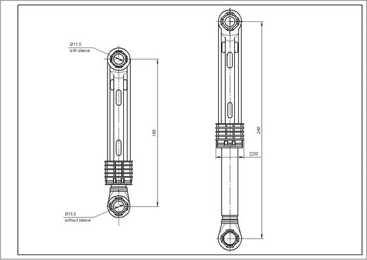 LG Washing Machine Shock Ansorber Kit 100N L=170-270mm