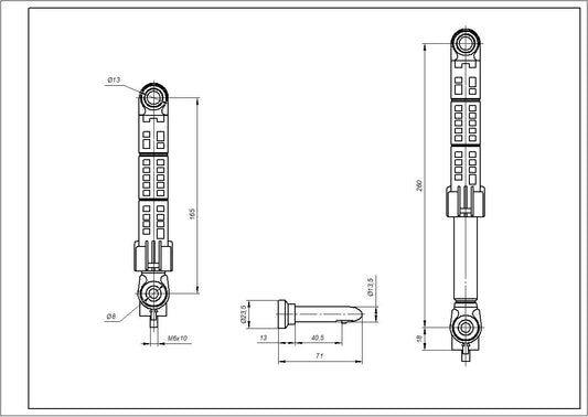 Drum Shock Absorbers for Washing Machine Indesit ANSA C00140744 100N L=165-260mm D hole=13mm