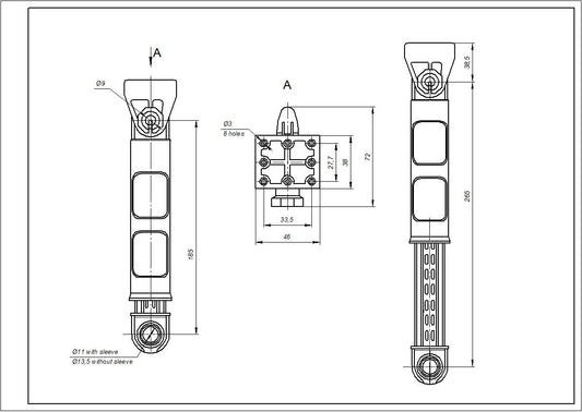 Drum Shock Absorbers for Washing Machine Compatible with Candy 41017168 120N L=185-265mm D hole=11mm
