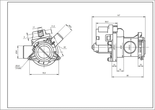 Pump (Drain Pump) for Washing Machine Beko 2880401800 HANYU (assembled) 34 W B15-6AZ (paired front contacts)
