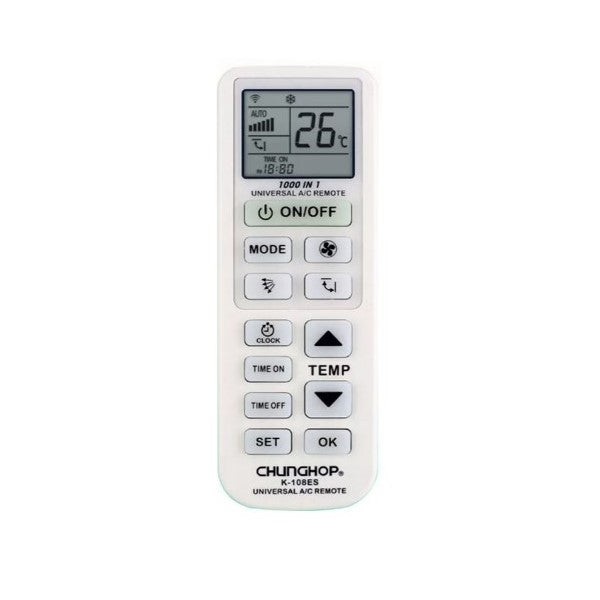 Air Conditioner Remote Control Compatible with Chunghop K-108ES (1000 codes)