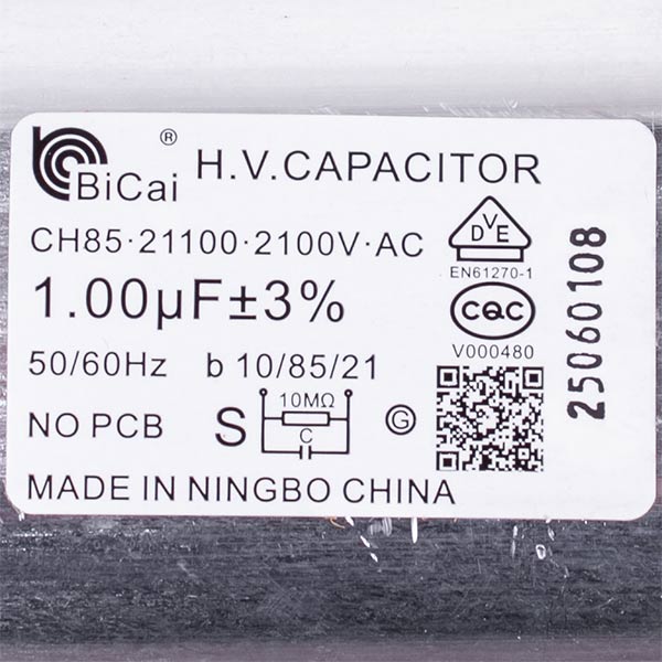 Electrolux Microwave Capacitor H.V. 1.00uF CH85 21100 2100V 4055064572