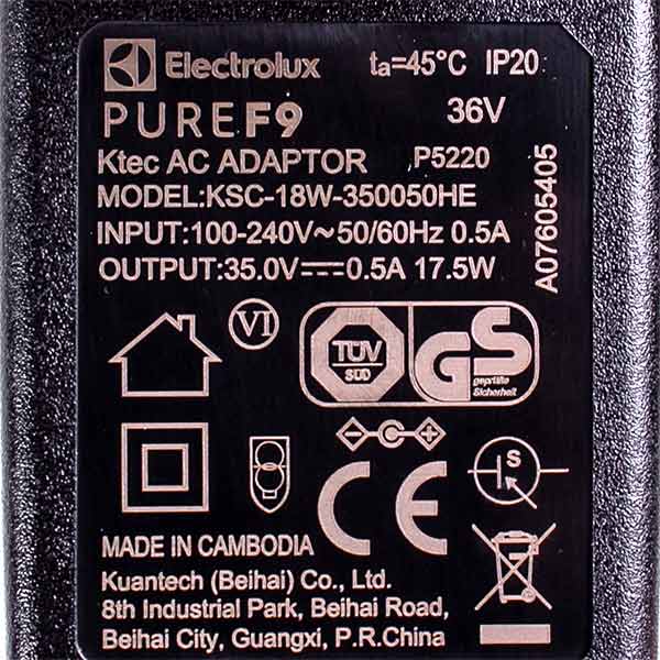 Electrolux Cordless Vacuum Cleaner Adapter KSC-18W-350050HE 240V 36V 500mA