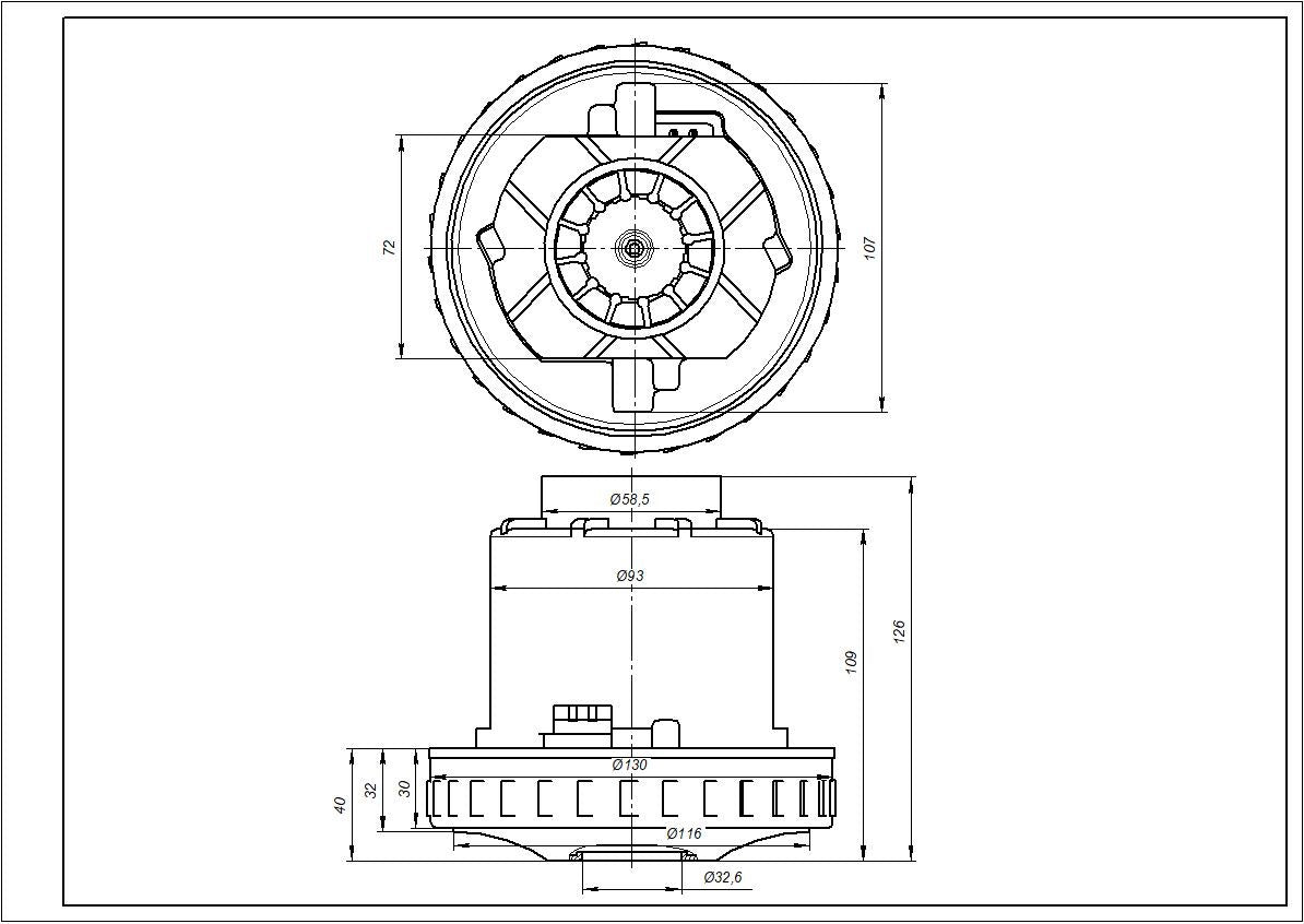 Washing Vacuum Clear Motor VC07W0242CF Whicepart 1500W D=130/92mm H=31/128mm