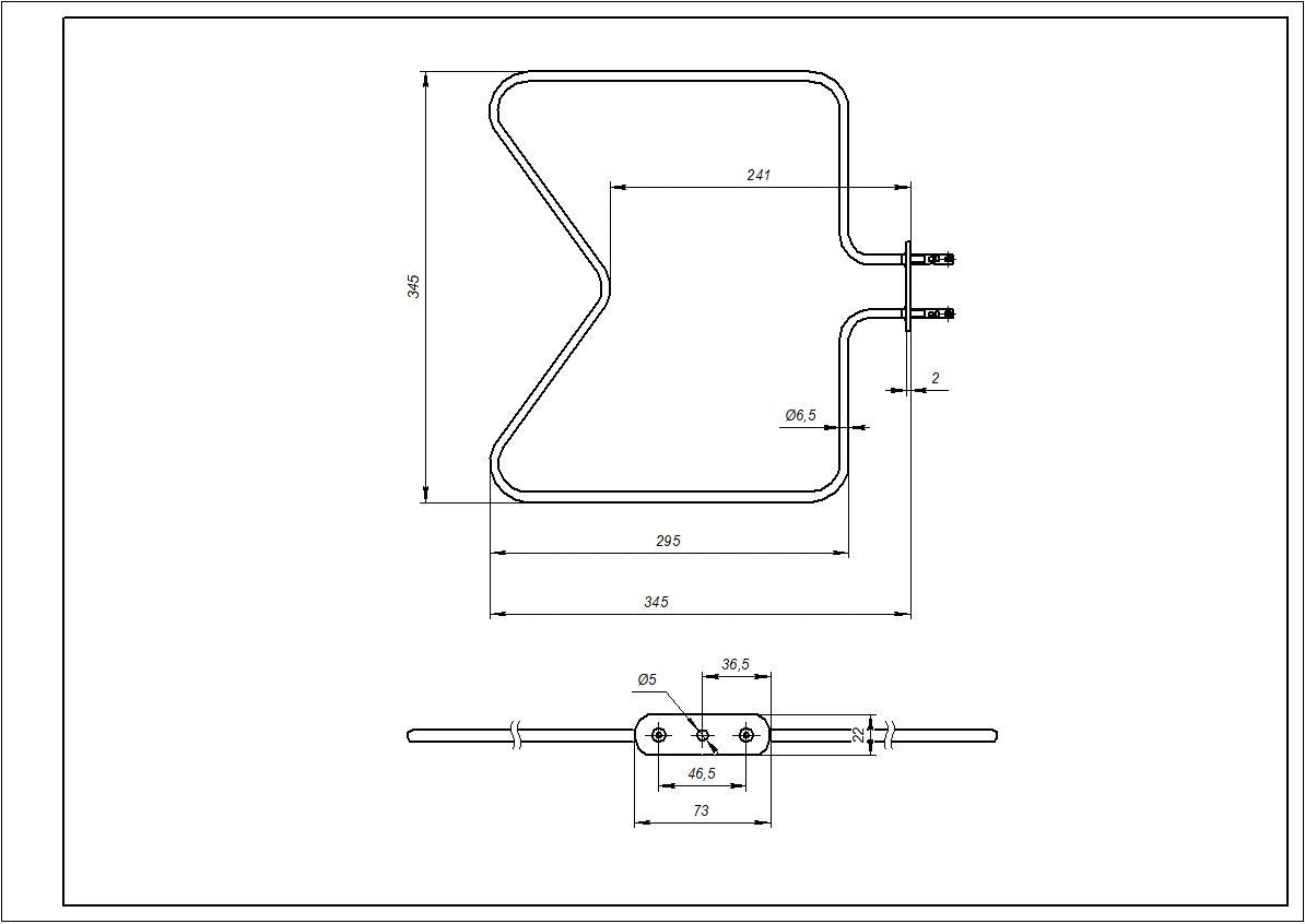 Oven Heating Element 1150W 230V B=350mm L=350mm Compatible with Whirlpool 480121100591