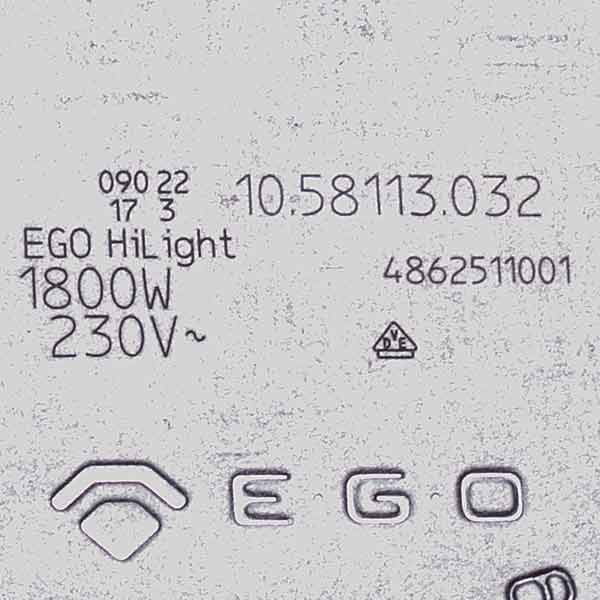 Glass Ceramic Hop COK061UN EGO Hotplate D=200mm 1800W  10.58113.032