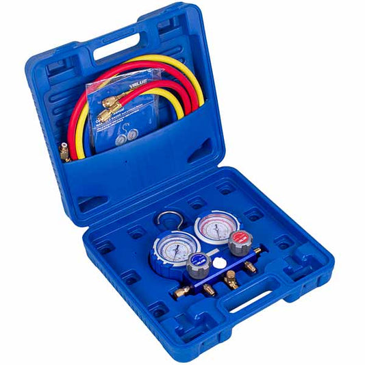Manometric manifold 2-valves VALUE VMG -2 R600-B + hoses (3pcs)