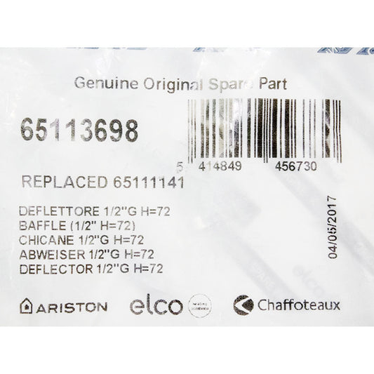 Ariston 1/2'' 65113698 Water Heater Divider H=72mm