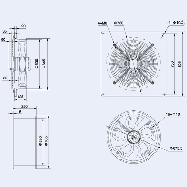 Axial Fan Weiguang YWF4D-630-S-137/70-G 380V 1320rpm 12200 m3/h