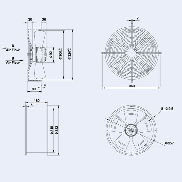 Axial Fan Weiguang YWF4E-300-S-92/35-G 220V 1350rpm 1664 m3/h