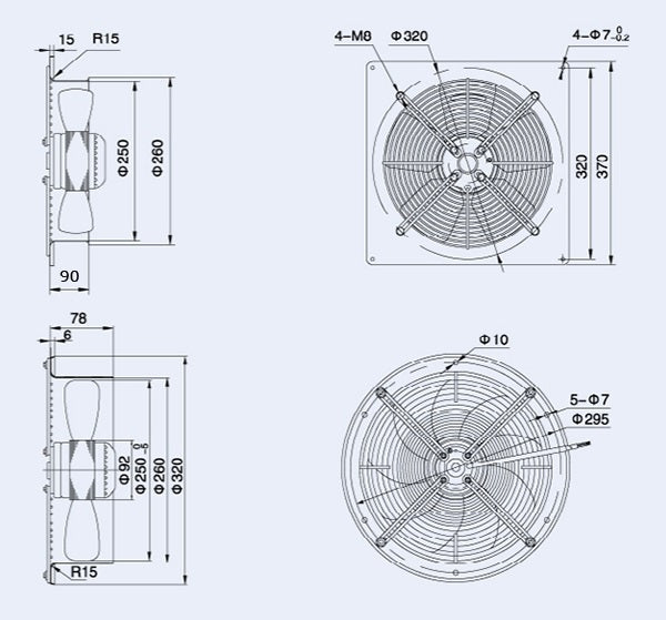 Axial Fan Weiguang YWF4E-250-S-92/25-G 220V 1380rpm 730 m3/h