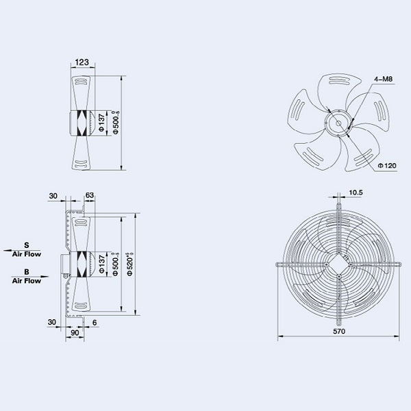 Axial Fan Weiguang YWF4D-500-B-137/35-G 380V 1300rpm 6570 m3/h