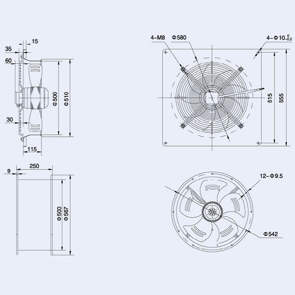 Axial Fan Weiguang YWF4D-500-B-137/35-G 380V 1300rpm 6570 m3/h