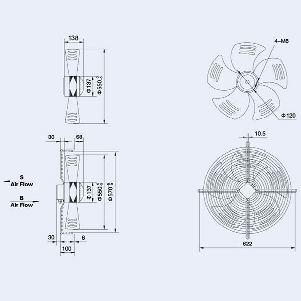 Axial Fan Weiguang YWF4D-550-S-137/50-G 380V 1300rpm 8720 m3/h