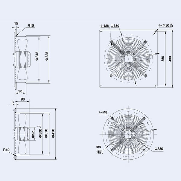 Axial Fan Weiguang YWF4E-300-B-92/35-G 220V 1350rpm 1664 m3/h