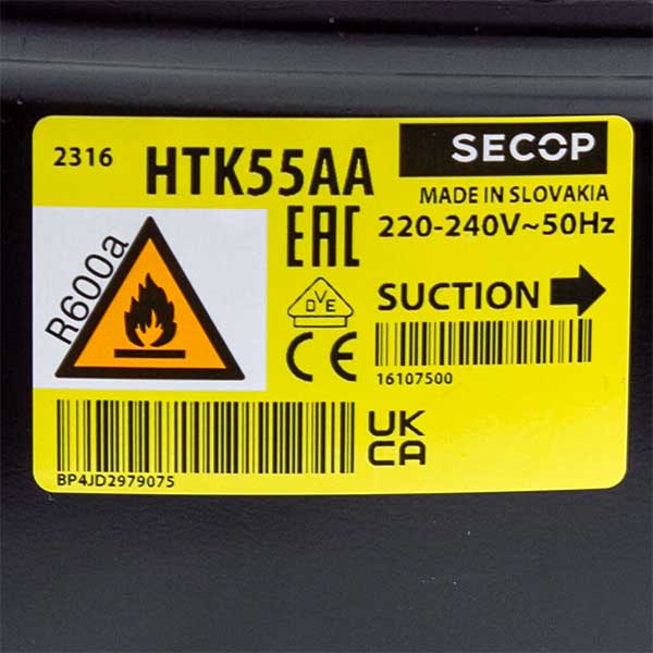 Hermetic Compressor SECOP (DANFOSS) HTK55AA R600a 93W (with starting relay ZHF0)
