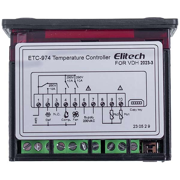 Controller Elitech ETC-974 (microprocessor 2 sensors) 220V 8A