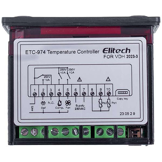 Controller Elitech ETC-974 (microprocessor 2 sensors) 220V 8A
