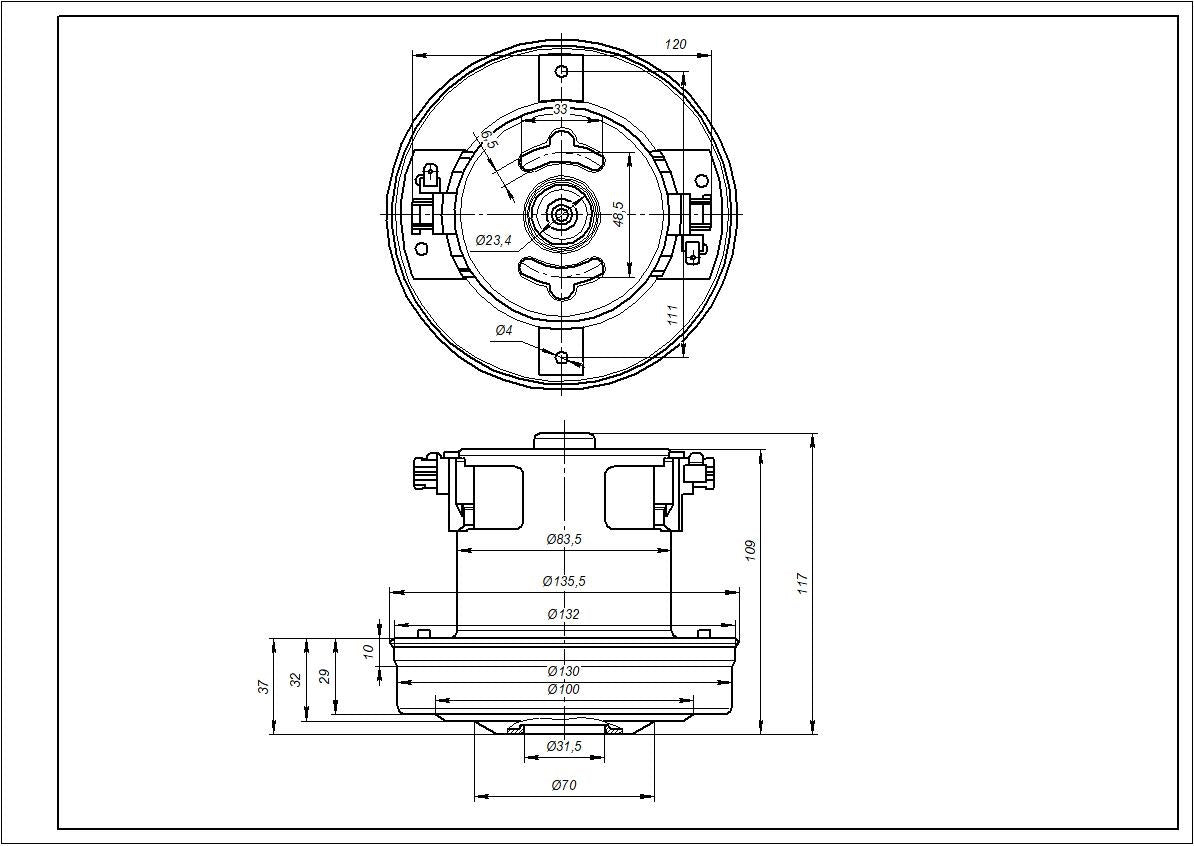 Vacuum Cleaner Motor KW41179VCM Koolwen 1800W D=130/84mm H=29/109mm