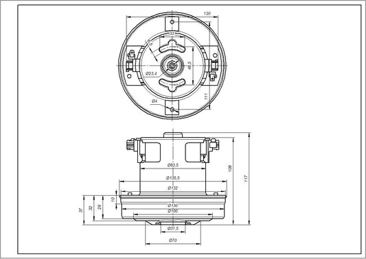 Vacuum Cleaner Motor KW41179VCM Koolwen 1800W D=130/84mm H=29/109mm