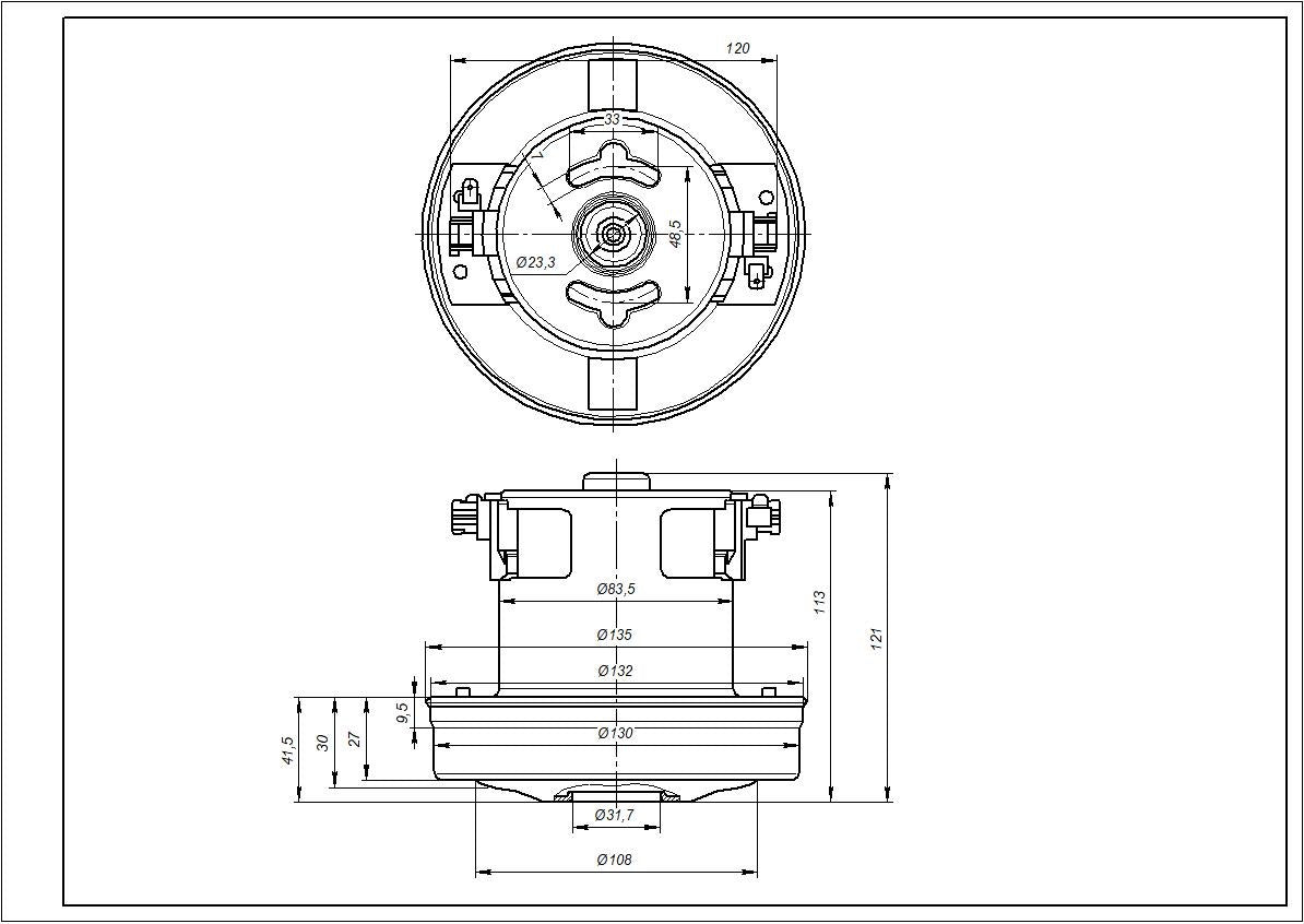 Koolwen KW41180VCM Vacuum Cleaner Motor 2000W D=130/84mm H=27/113mm