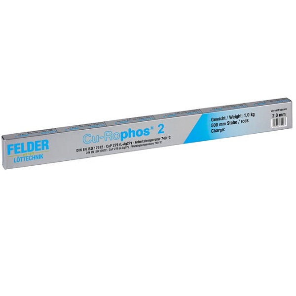 Copper pipe solder Felder Cu-Rophos 2 (square bars, 2x2x500mm, pack of 1kg)