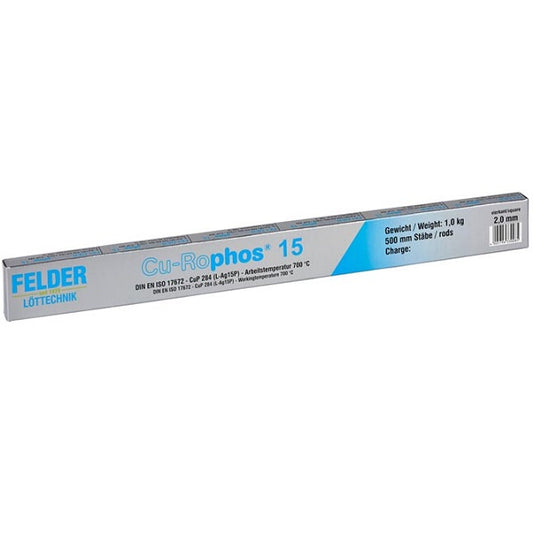 Copper pipe solder Felder Cu-Rophos 15 (square bars, 2x2x500mm, pack of 1kg)