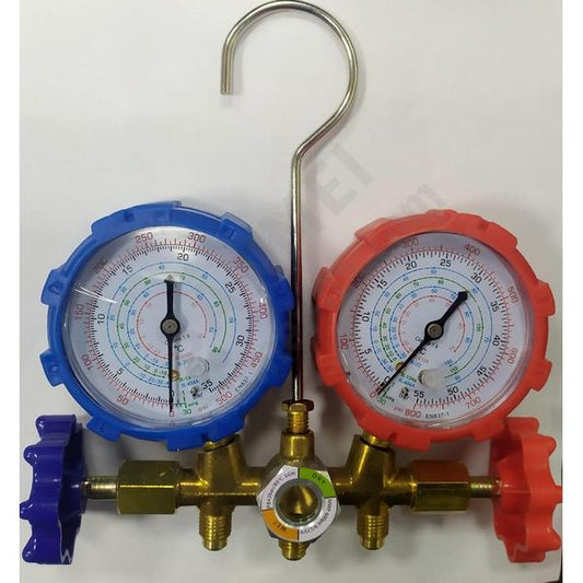 Manometric manifold 2-valves XM-R572G R-22 (R-12 R-502) + hoses 3pcs