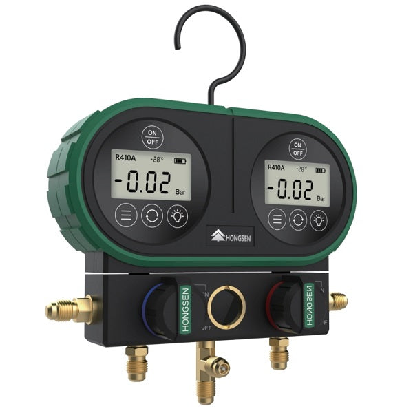 Electronic Gauge Manifold HONGSEN HS-DVS60-101A + hoses 3.x1500mm