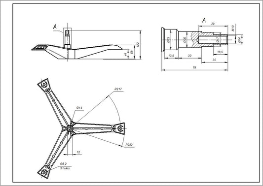 Washing Machine Drum Spider & Shaft Compatible with Samsung DC97-01819B L=80mm (stainless steel)