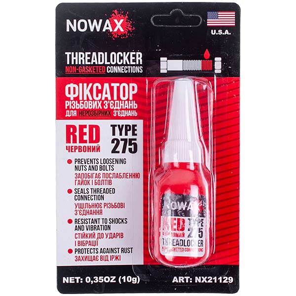 NOWAX NX21129 THREADLOCKER RED (for Gasketed Connections) 10g