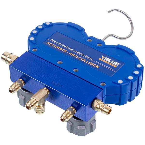 Manometric manifold 2-valves VALUE VMG-2 R134aB + hoses (3pcs) + auto couplings