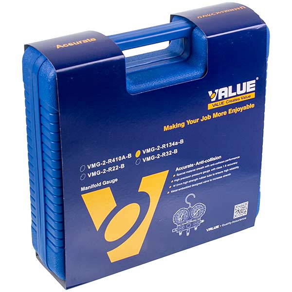Manometric manifold 2-valves VALUE VMG-2 R134aB + hoses (3pcs) + auto couplings