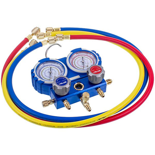 Manometric manifold 2-valves VALUE VMG -2 R410A + hoses (3pcs) (R410 R407 R22 R1