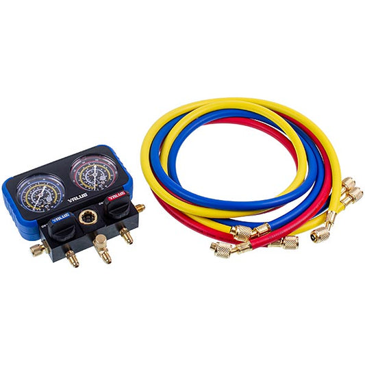 Manometric manifold 2-valves VALUE  VRM2-B-501 NAVTEK + hoses 3 pcs x1500mm