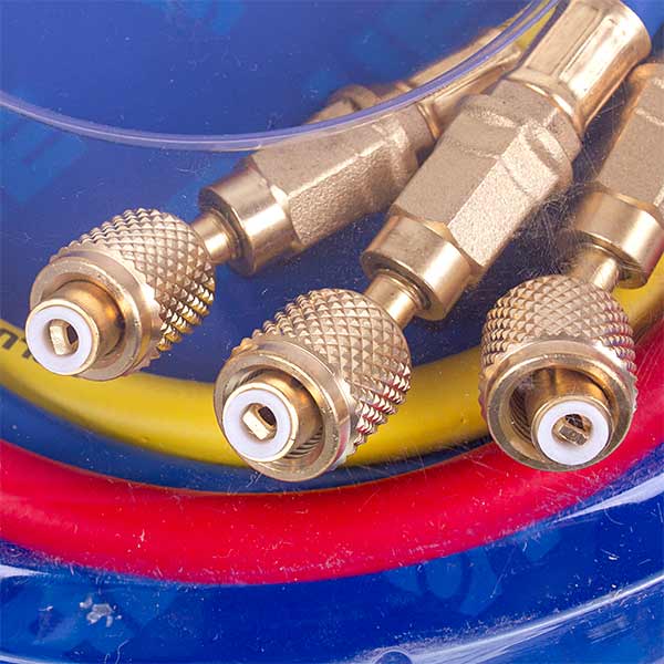 Filling hose set with tap (3 pcs.x900mm 1/4''-5/16''SAE) for R410 freon VALUE
