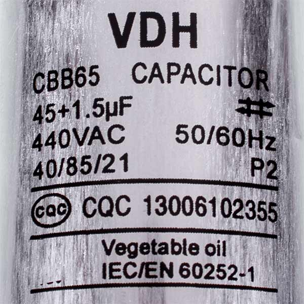 Capacitor VDH  45+1,5uF 450V CBB65