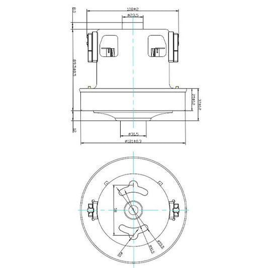 Vacuum Cleaner Motor KW45348VCM Koolwen 800W D=120/83mm H=26/105mm