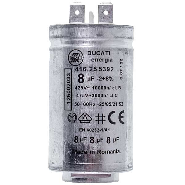 Ariston C00194453 Washing Machine Starting Capacitor 8uF 425/475V 64x35mm