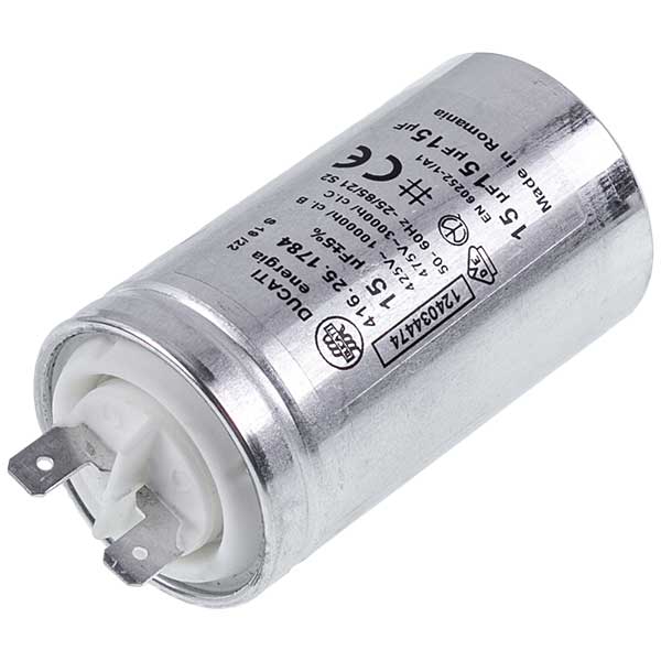 AEG 1240344745 Washing Machine Dryer Ducati Capacitor 15uF 425V (2 terminals)