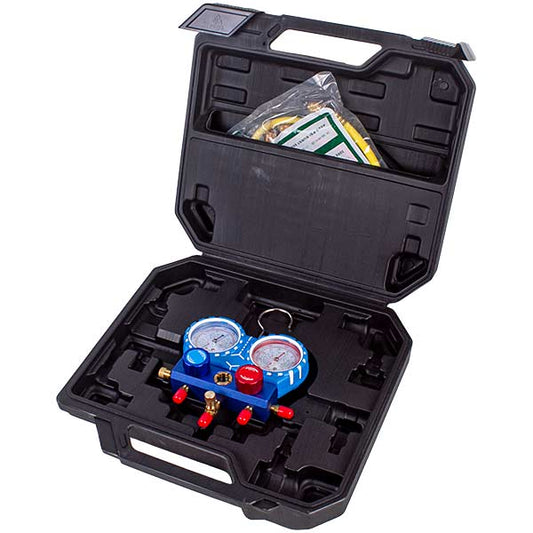 Manometric manifold 2-valve R410 (R410A R404A R22 R134A) + hoses 3pcs.x900mm