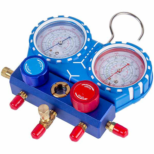 Manometric manifold 2-valve R410 (R410A R404A R22 R134A) + hoses 3pcs.x900mm