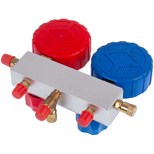 Manometric manifold 2-valve SBF-L-03 R134A (R410A R404A R22 R134A) + hoses 3pcs.x900mm