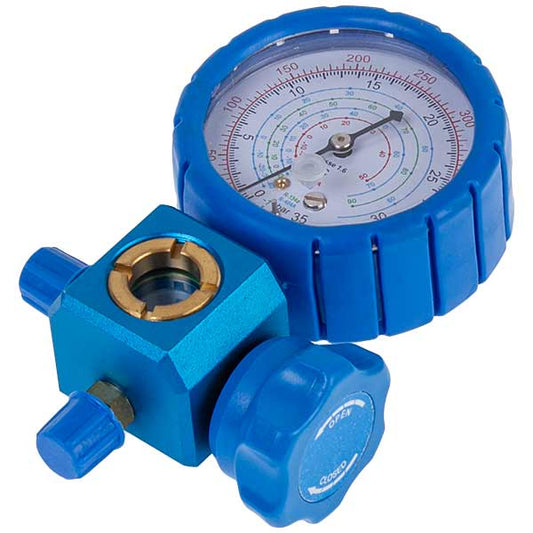 Manometric manifold 1-valve DBF-L-01LGF (R-22 R-410A R-134A R-404A) low pressure (1/4''-1/4'' SAE)