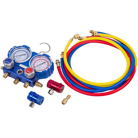 Manometric Manifold 2-valve VMG -2 R1234YF (R1234) + hoses 3pcs.x900mm + 2 couplings