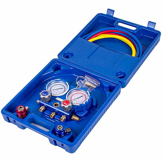 Manometric Manifold 2-valve VMG -2 R1234YF (R1234) + hoses 3pcs.x900mm + 2 couplings